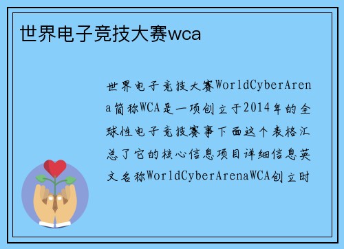 世界电子竞技大赛wca